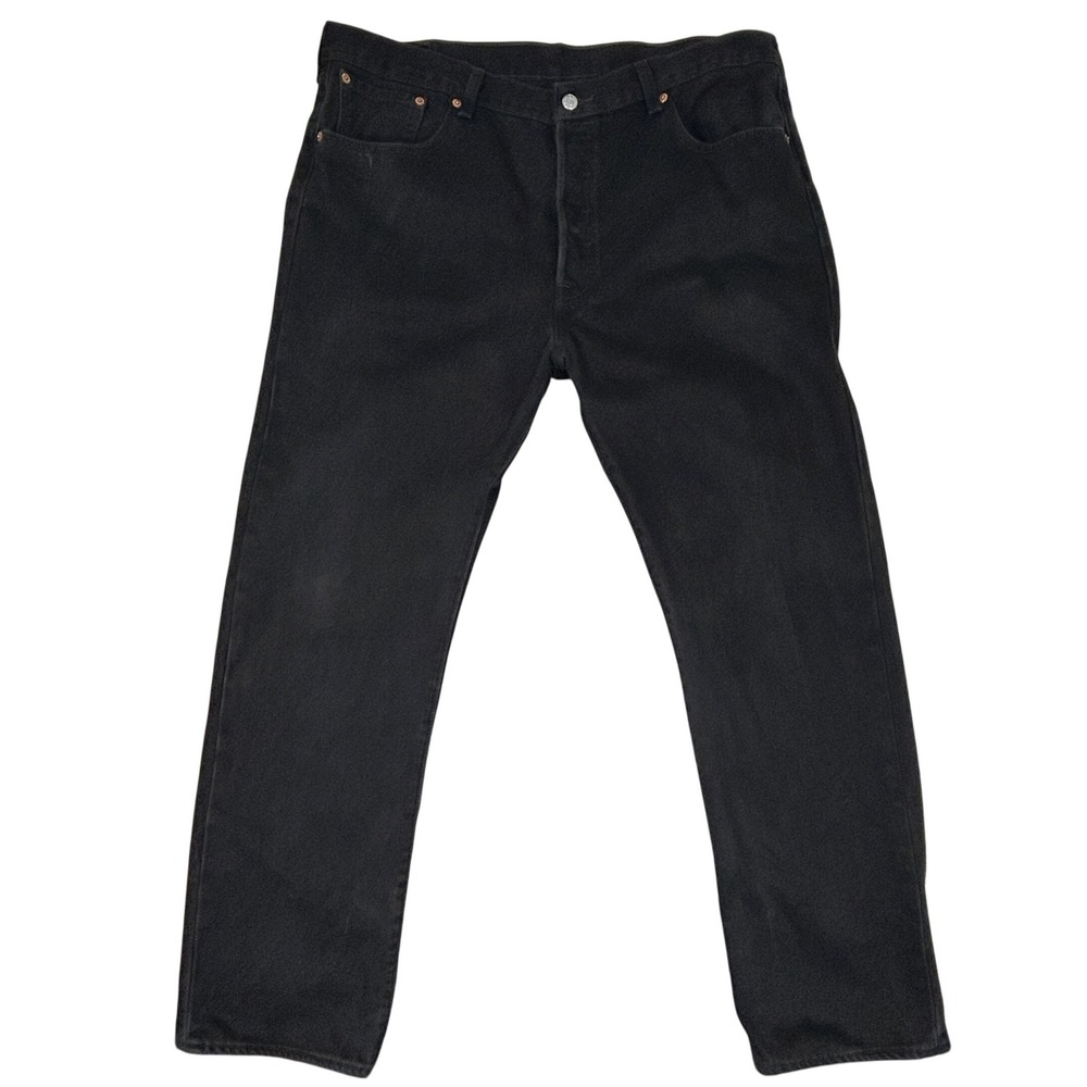 Levi's 501 Black Jeans Mens 38x30 Rigid Denim Straight Leg Button Fly Grunge Y2K